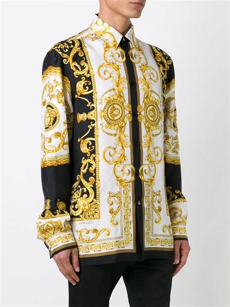 versace shirt white and gold|versace collection men shirt black.